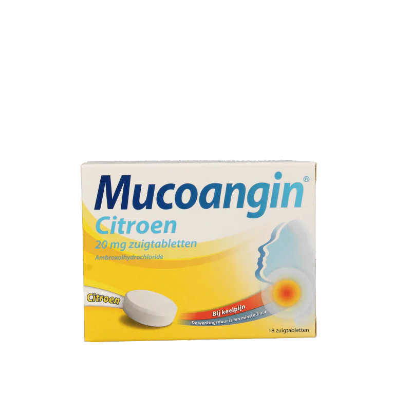Mucoangin Citroen suikervrij 18 Zuigtabletten