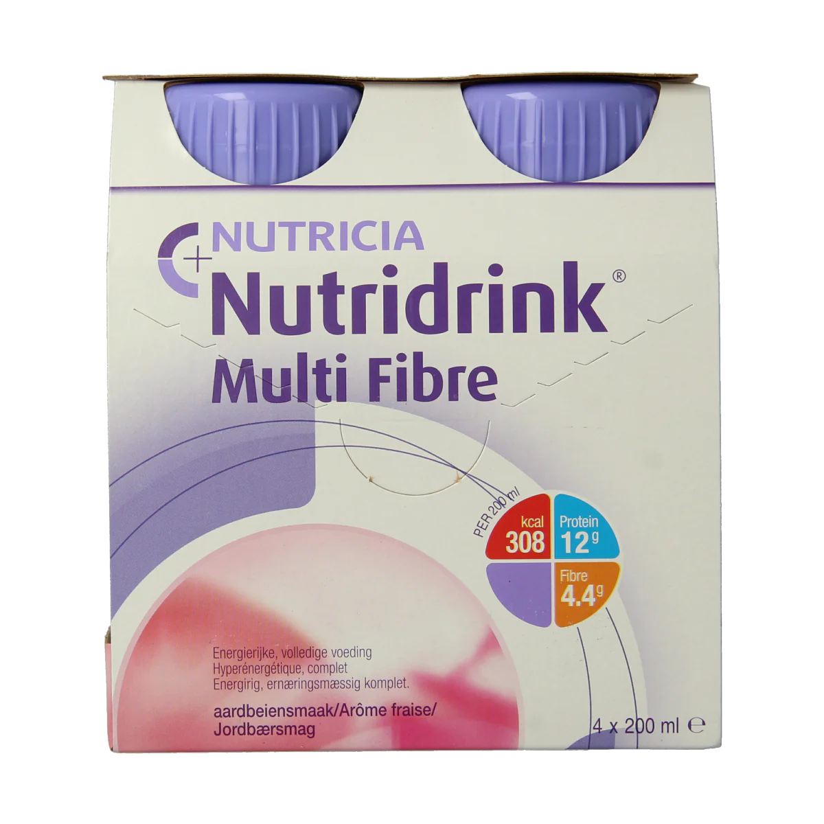 Nutridrink Multi fibre aardbei 200ml 4.00 Stuks