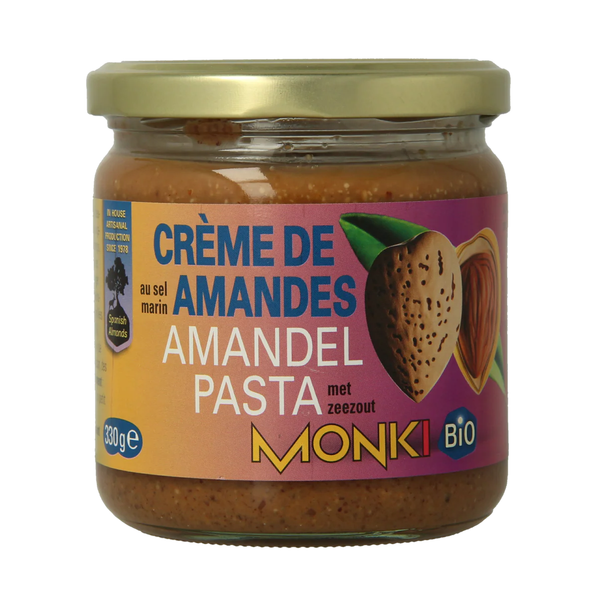 Monki Amandelpasta met zout bio 330.00 Gram