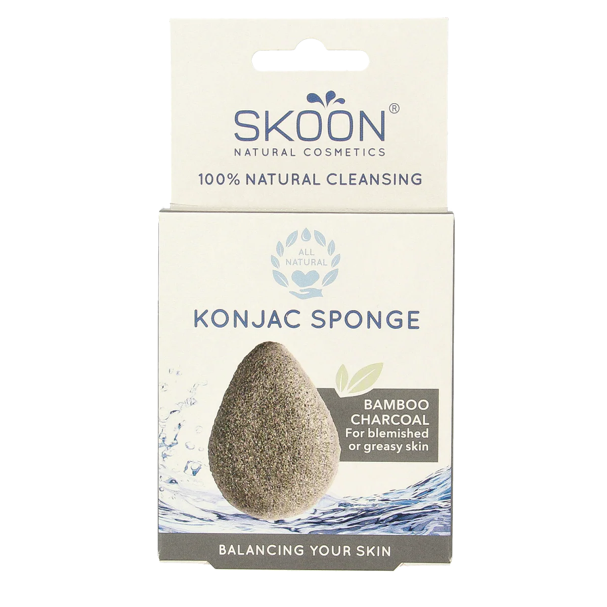 Skoon Konjac spons bamboo charcoal bio 1.00 Stuks