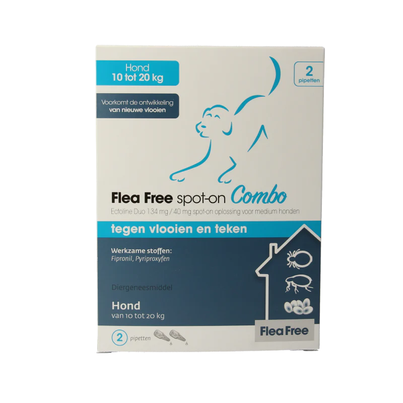 Flea Free Ectoline duo hond 10-20kg pipet 2 Stuks