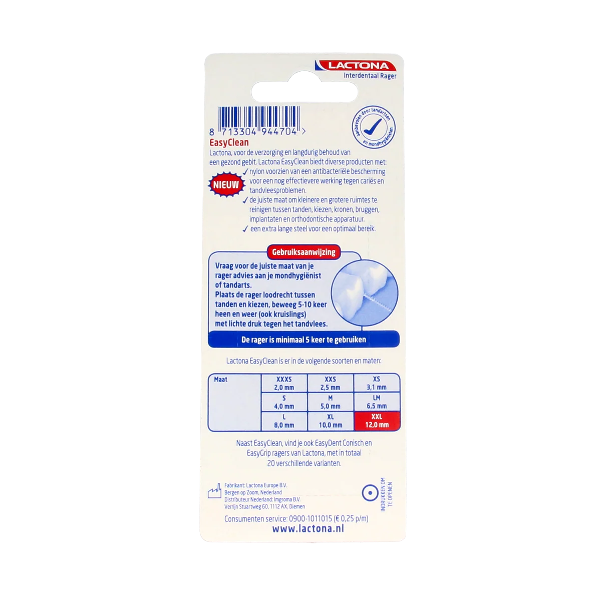 Lactona Easyclean XXL 12.0mm 8 Stuks