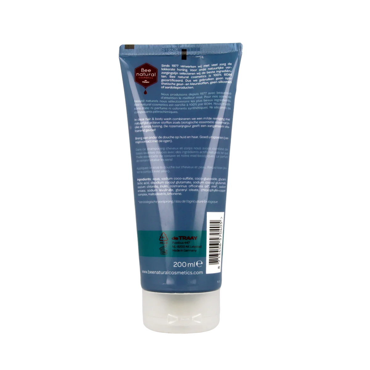 Traay Bee Honest Hair & body wash men rozemarijn 200 Milliliter