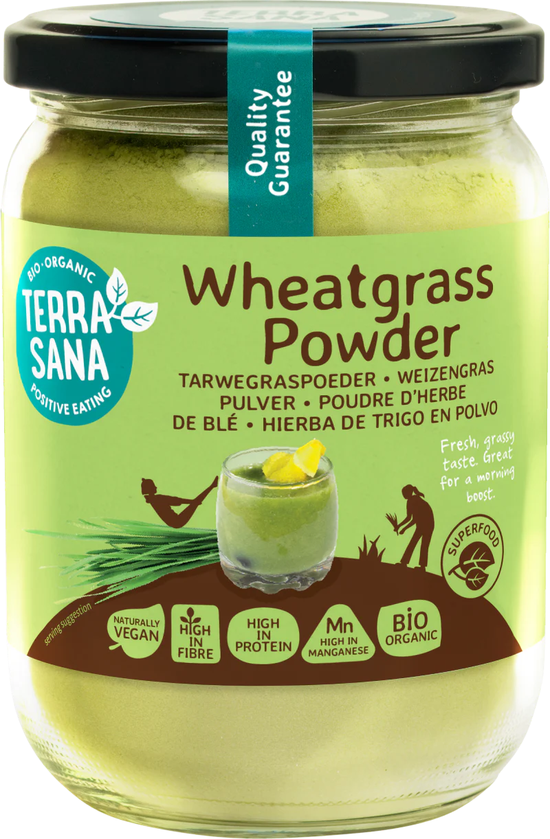 TerraSana Raw tarwegras poeder in glas bio 130 Gram