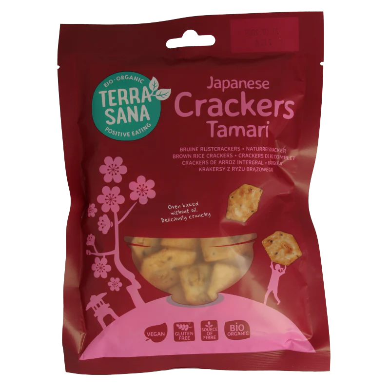 TerraSana Japanse bruine rijstcrackers eko 60 Gram