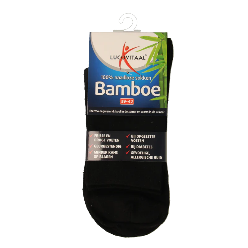Lucovitaal Bamboe sok lang zwart  maat 39-42 1 Paar