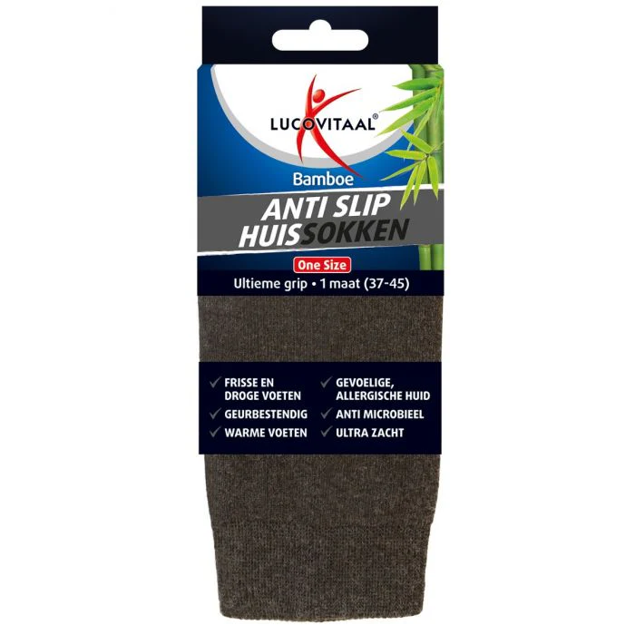 Lucovitaal Bamboe huissokken anti slip one size 1.00 Paar