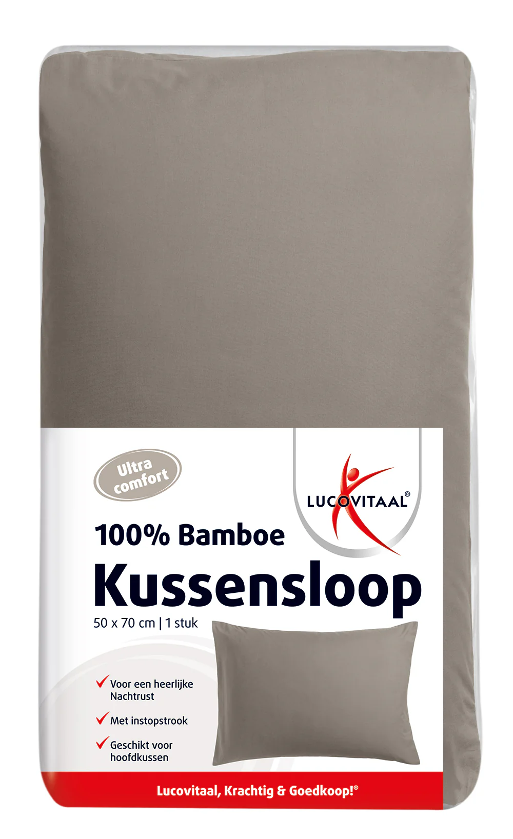 Lucovitaal Kussensloop bamboo taupe 50×70 1.00 Stuks
