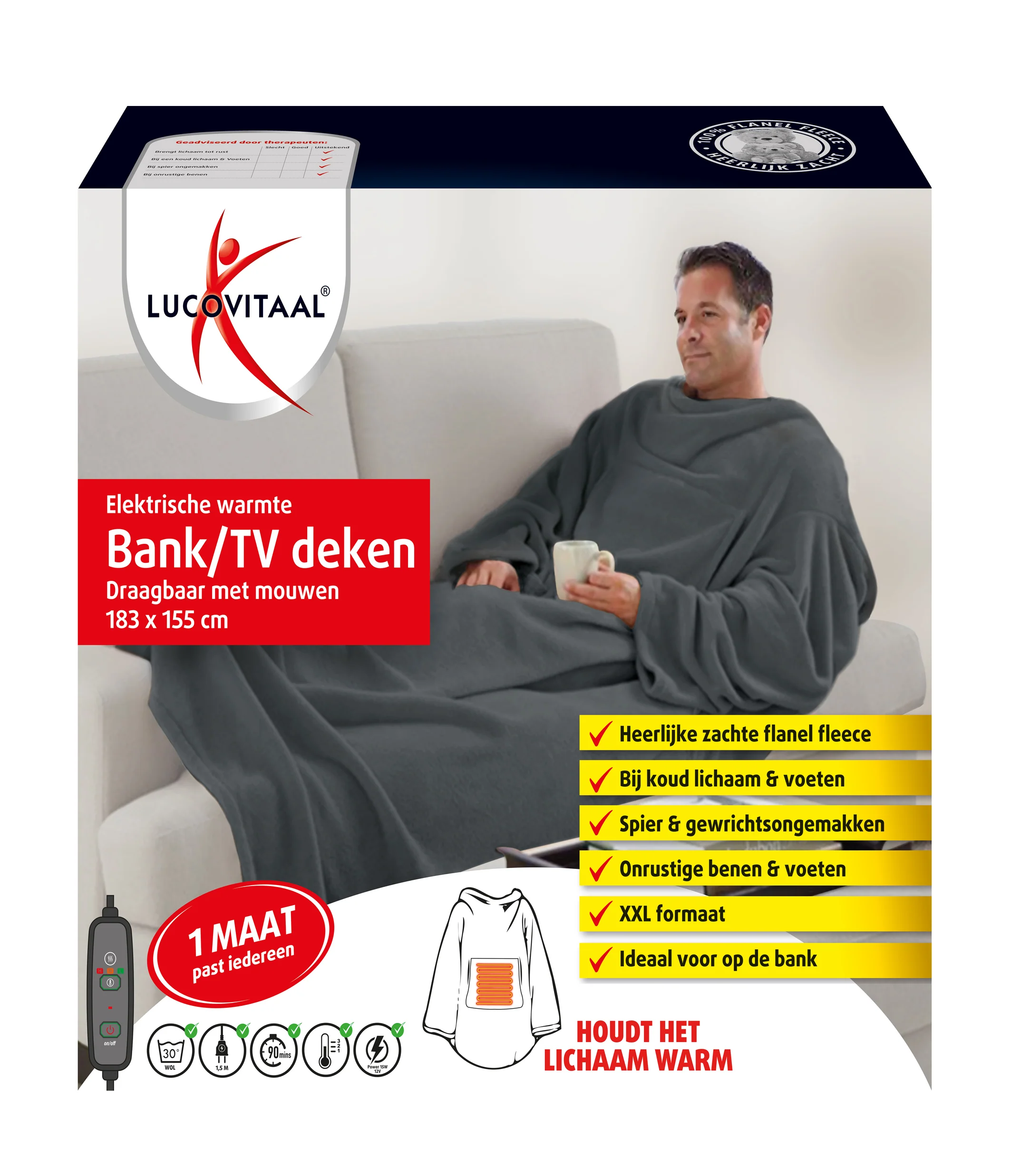 Lucovitaal Electrische warmte bank/TV deken 1 Paar