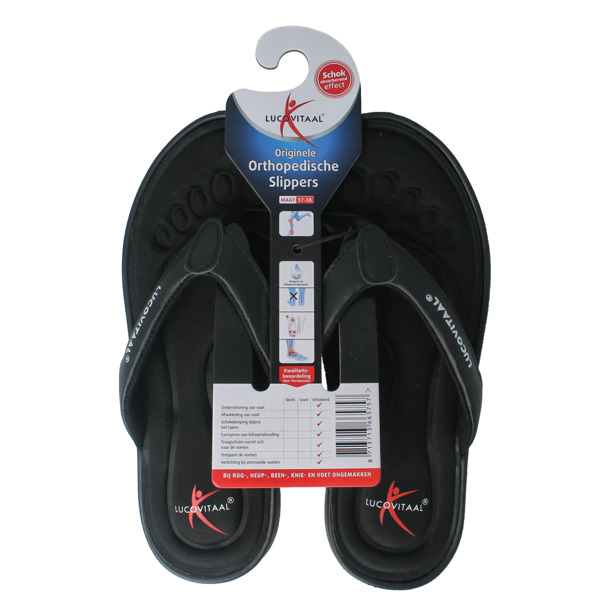 Lucovitaal Orthopedische slipper 37-38 zwart 1.00 Paar