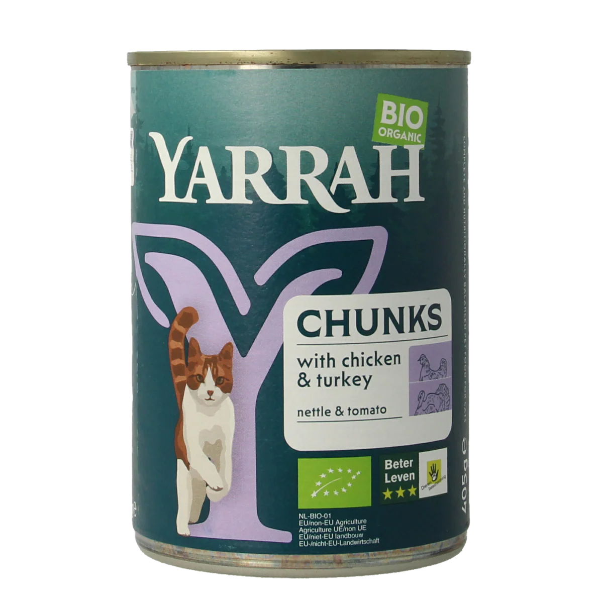 Yarrah Kat kip kalkoen in saus bio 405.00 Gram