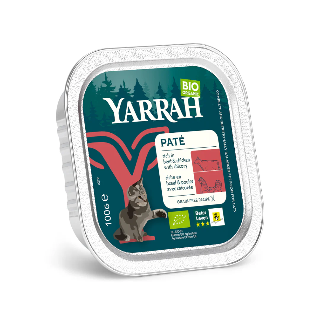 Yarrah Kattenvoer pate met rund bio 100.00 Gram
