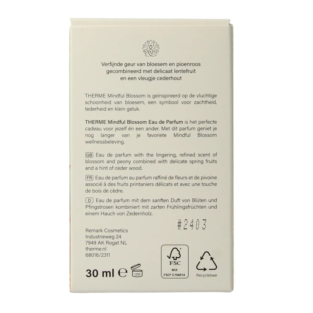 Therme Mindful blossom eau de parfum 30.00 Milliliter