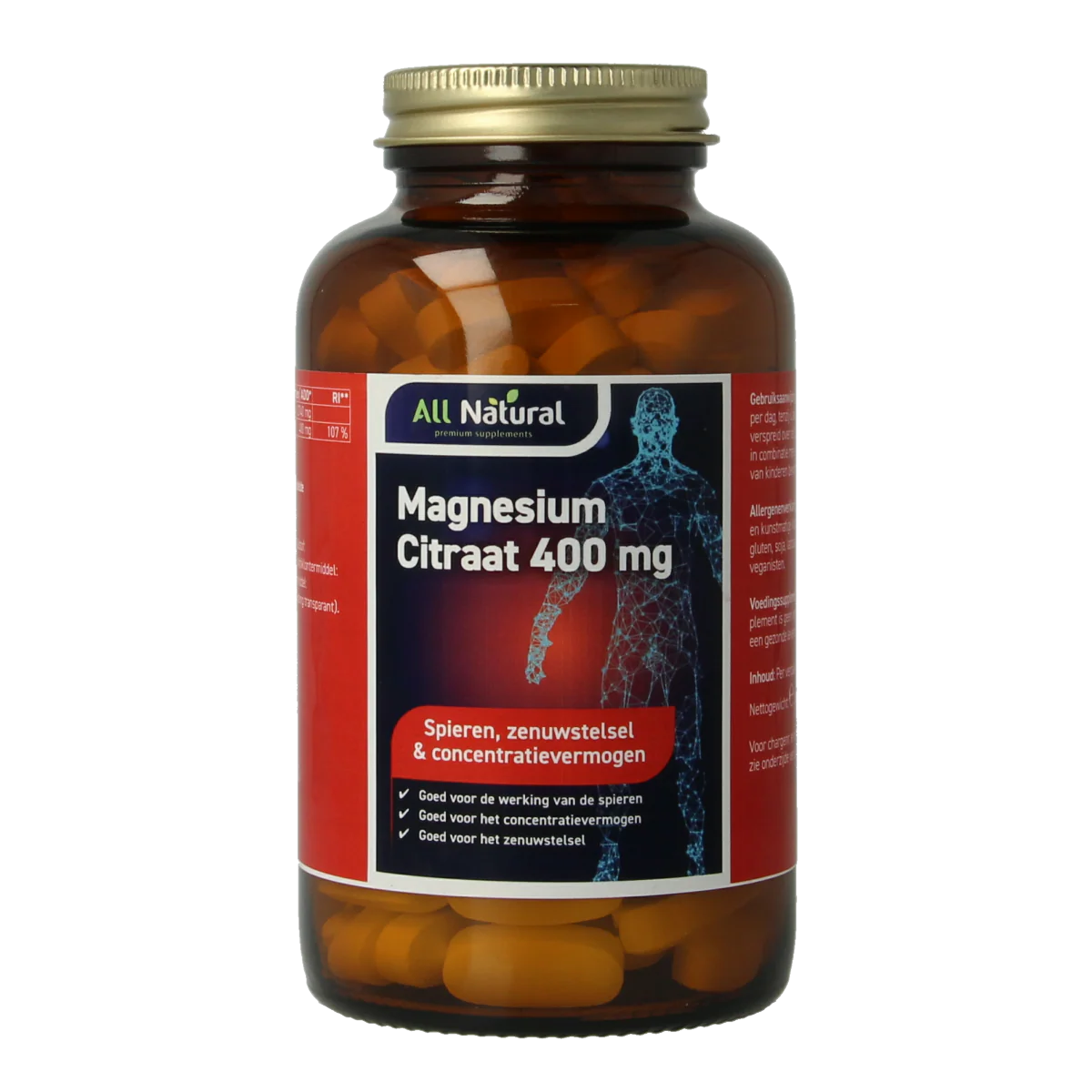 All Natural Magnesium citraat 400mg 120.00 Tabletten