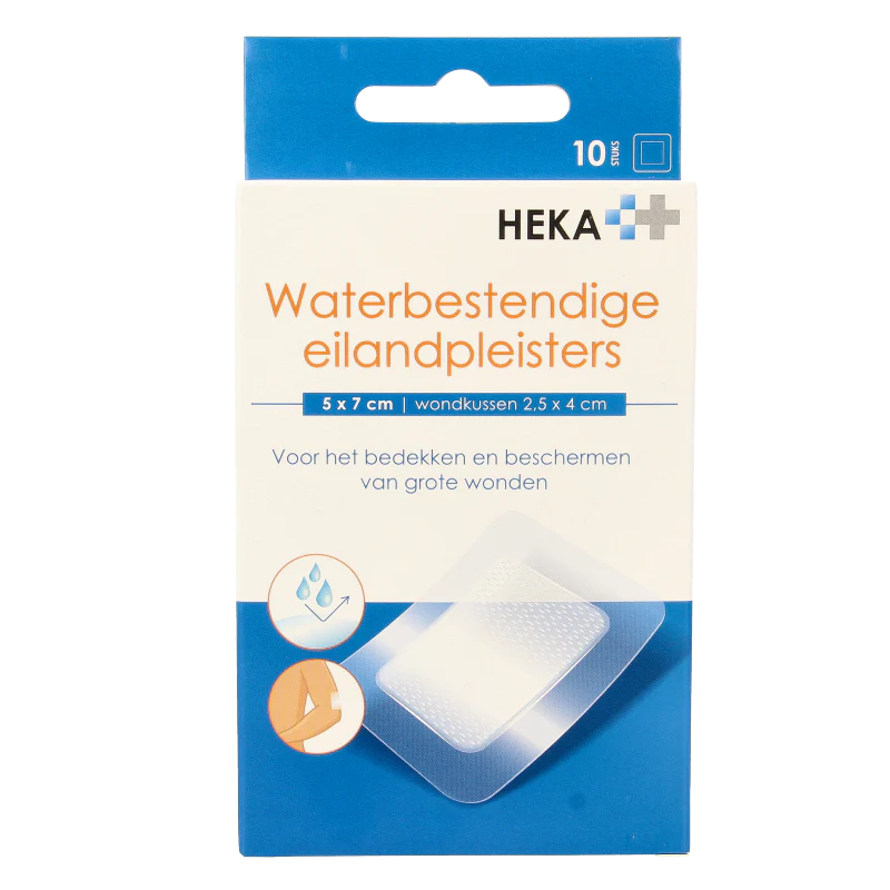 Heka Klein Eilandpleister 5cm x 7cm waterbestendig 10 Stuks