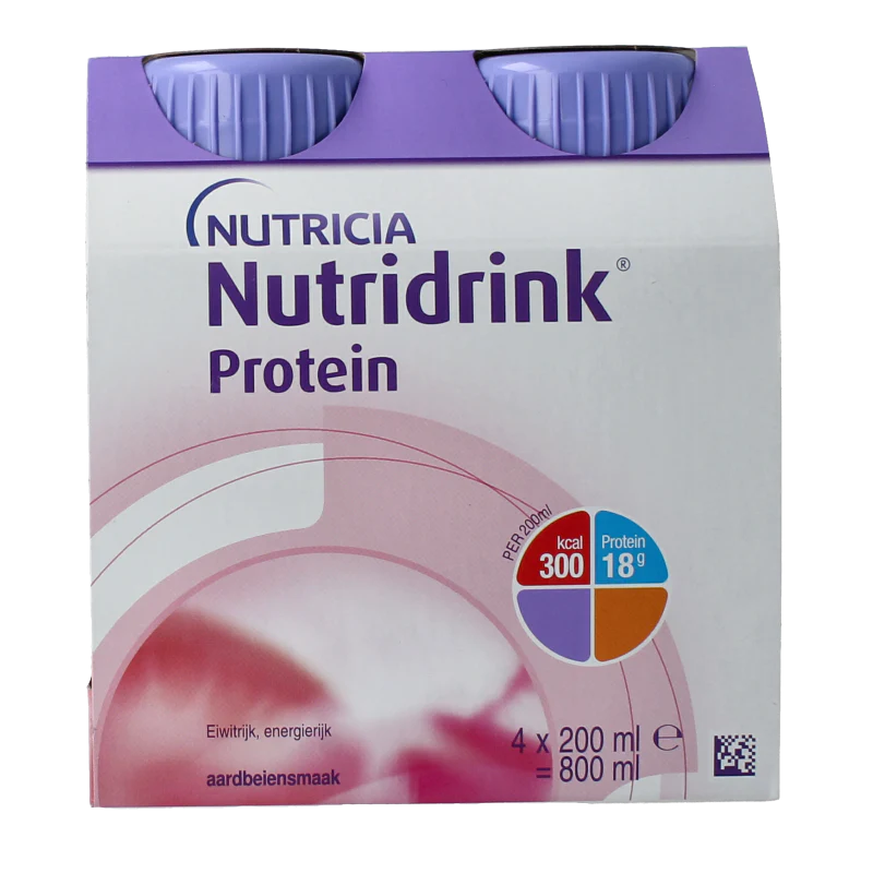 Nutridrink Protein aardbei 200ml 4 Stuks