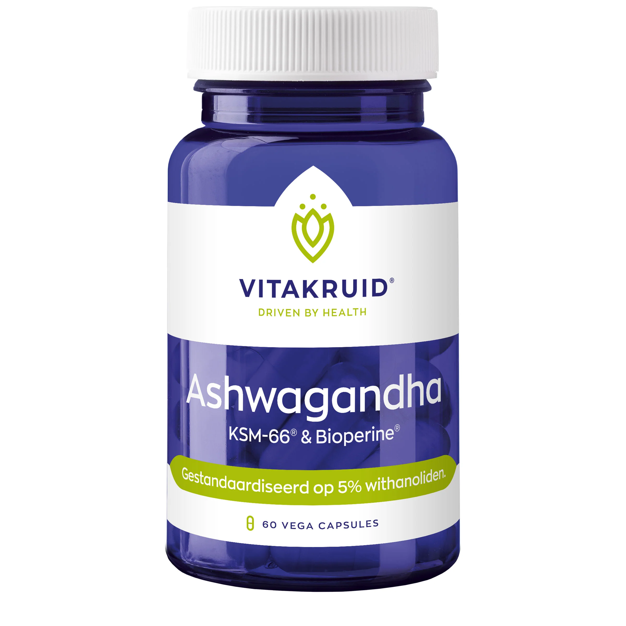 Vitakruid Ashwagandha 5% withanoliden KSM-66 & Bioperine 60.00 Vegetarische capsules