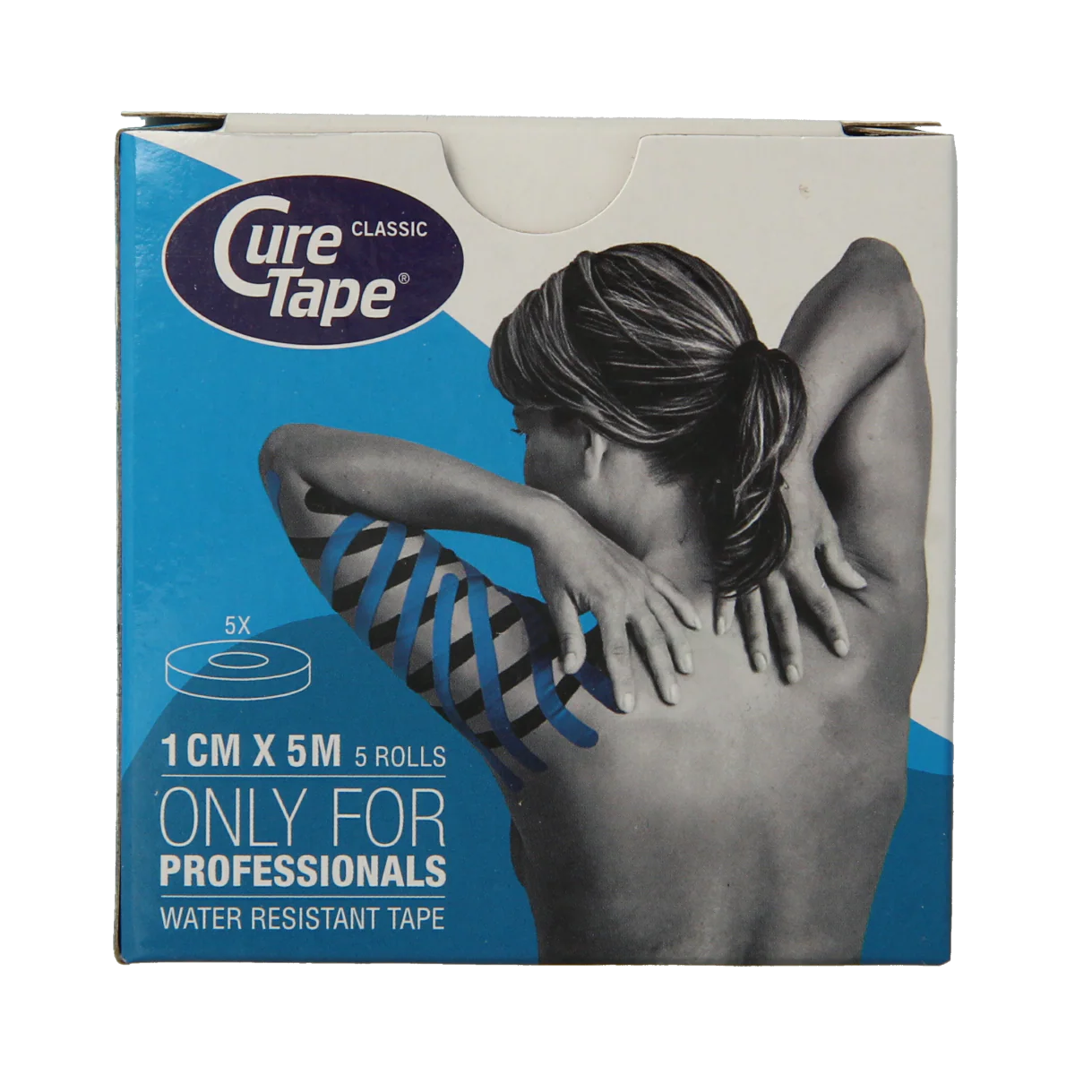 Cure Tape Kinesiotape blauw 1cm x 5m 5.00 Stuks