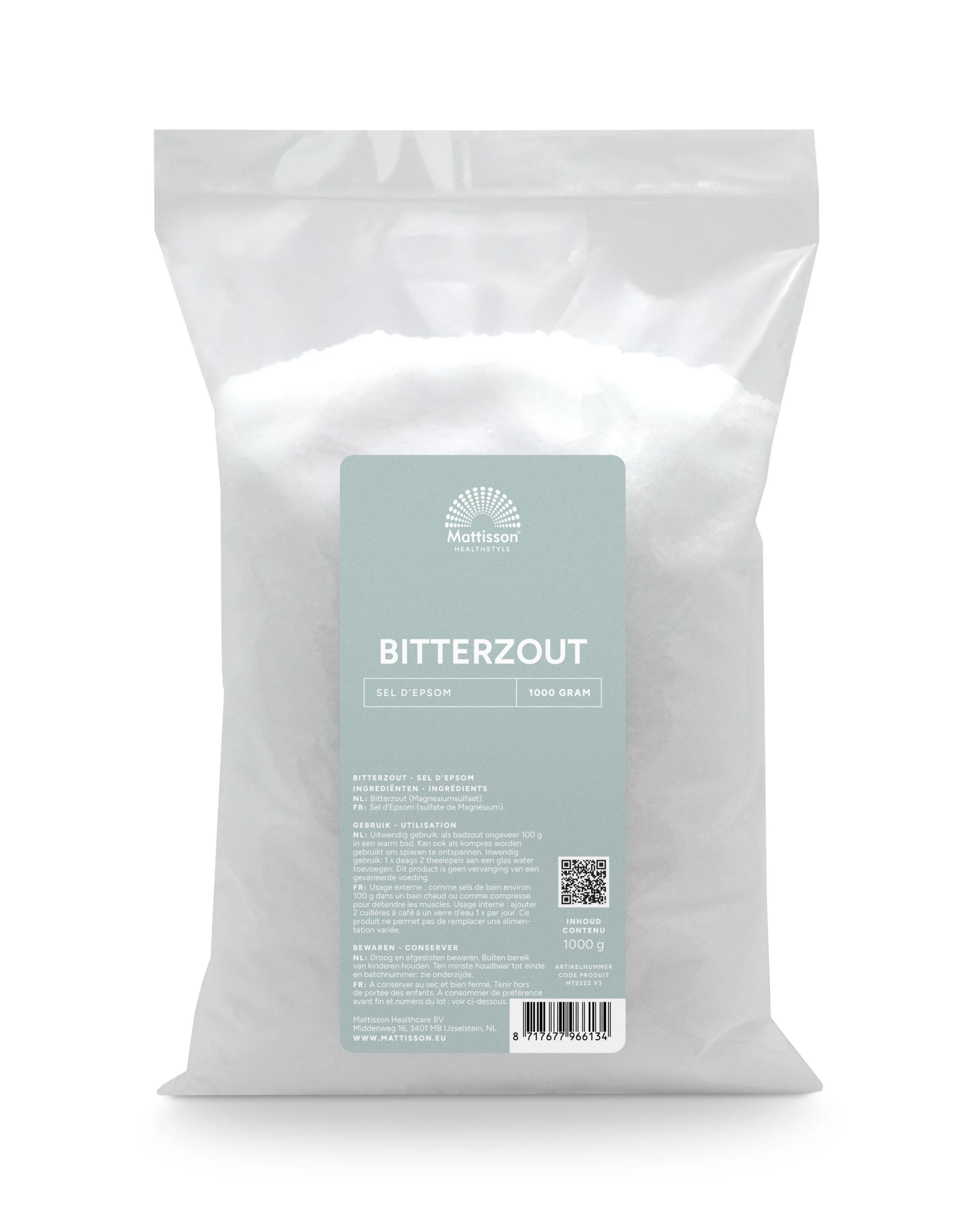 Mattisson Bitterzout epsom zout magnesiumsulfaat 1.00 Kilogram