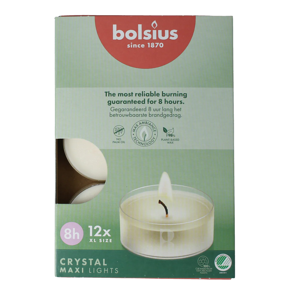 Bolsius Crystal maxi lights 8 uur doos 12.00 Stuks