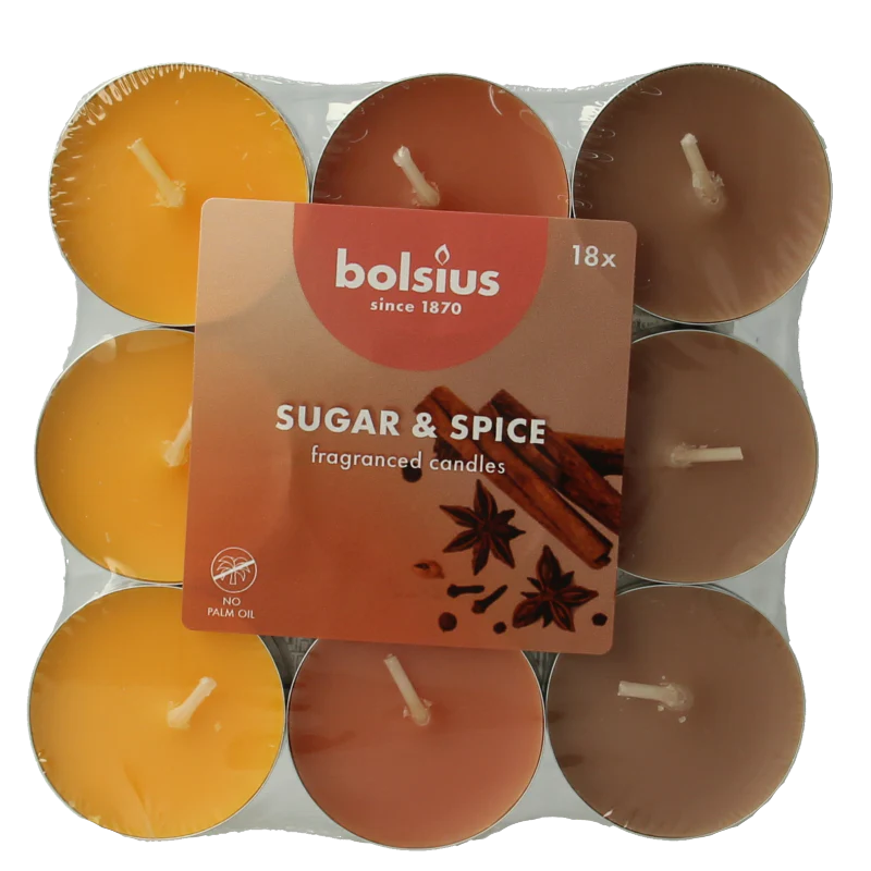 Bolsius Geurtheelicht multi colour brick 18 sugar & spice 18 Stuks
