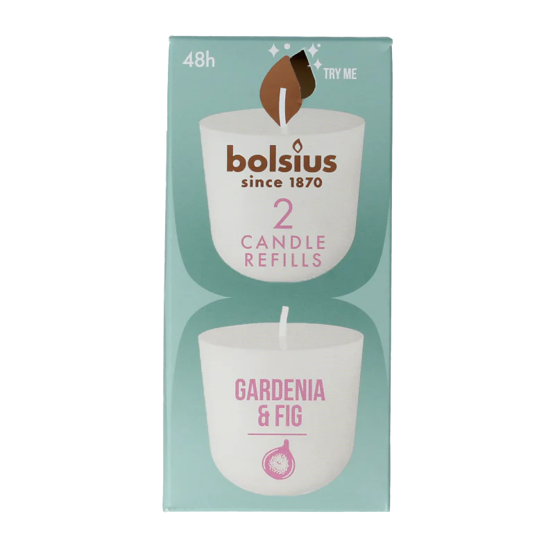 Bolsius Clean light gardenia & fig navul 2 Stuks