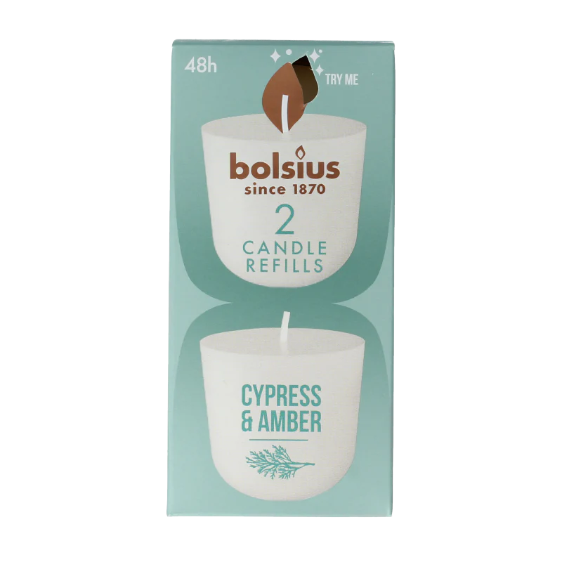 Bolsius Clean light cypress & amber navul 2 Stuks