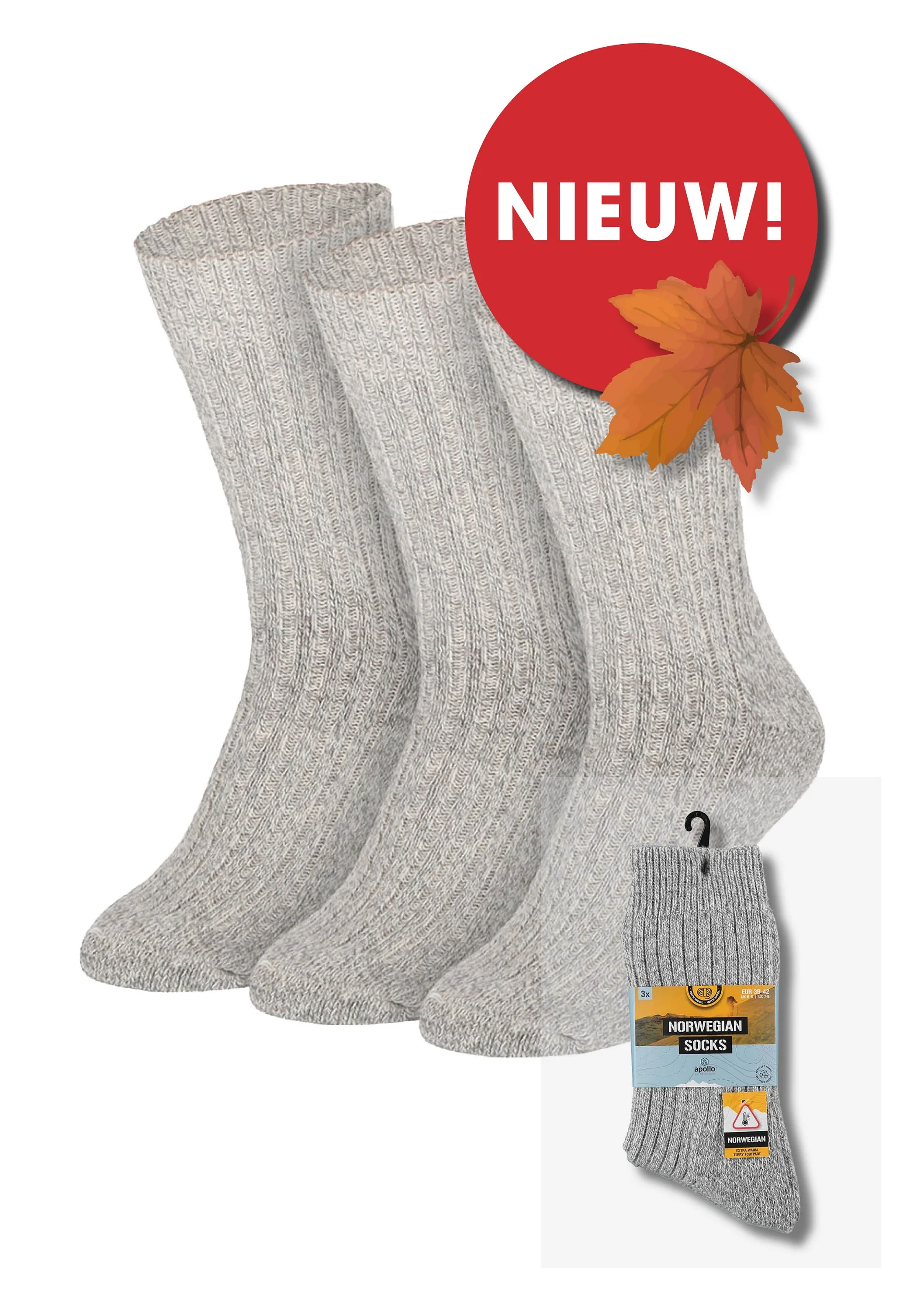 Apollo Noorse sokken 39-42 3 Paar