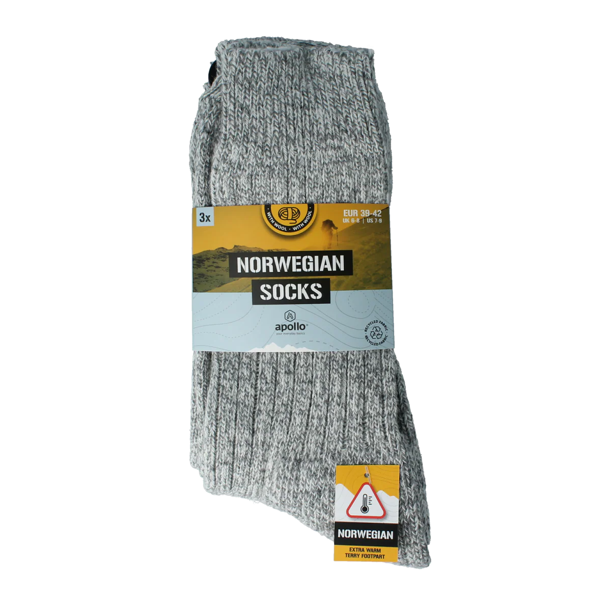 Apollo Noorse sokken 39-42 grijs 3.00 Paar