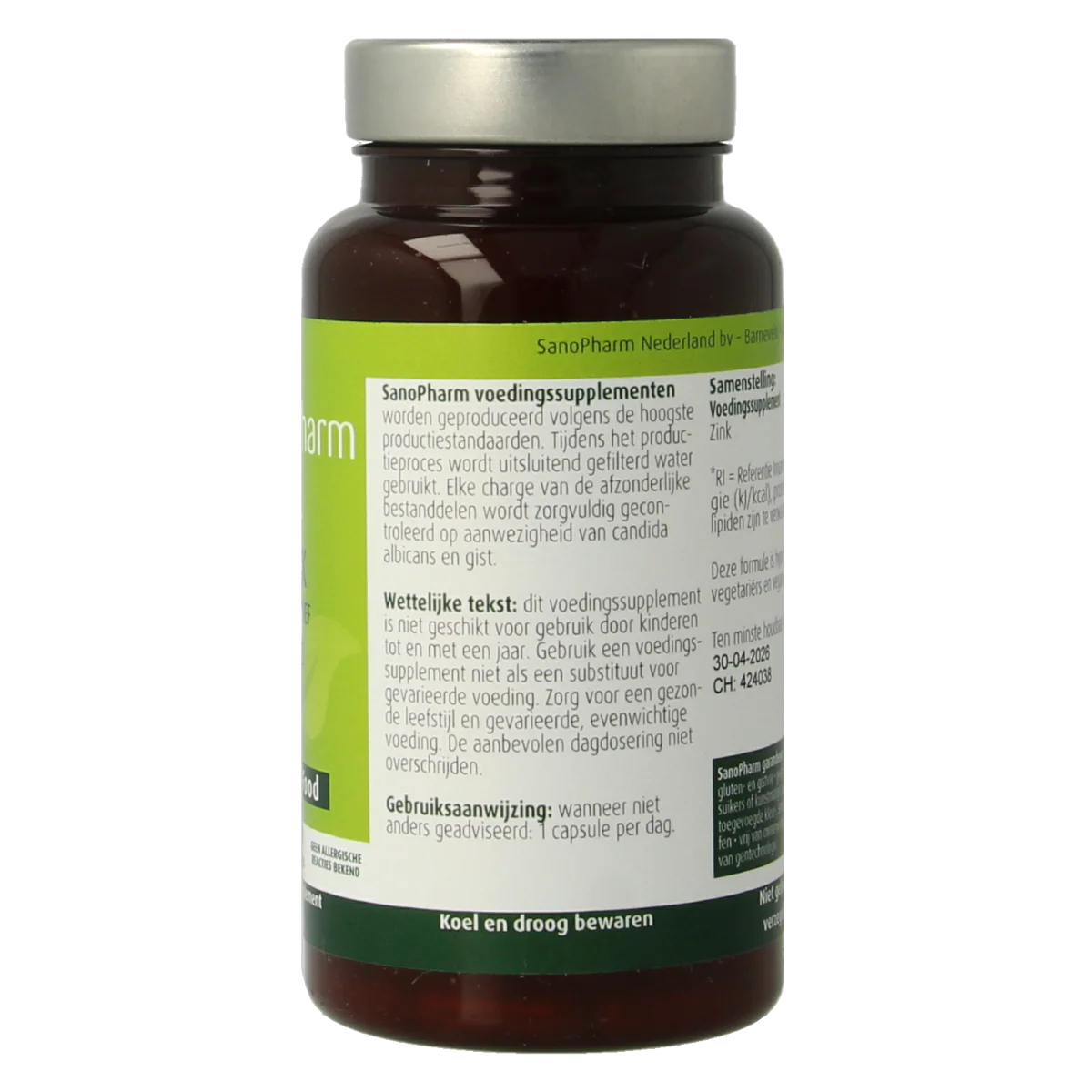 SanoPharm Zink  wholefood 30.00 Capsules