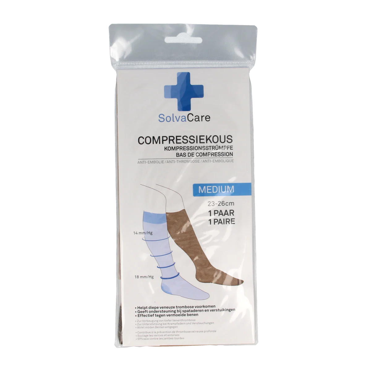 Solvacare Compressiekous beige M 23 – 26 cm 1.00 Paar