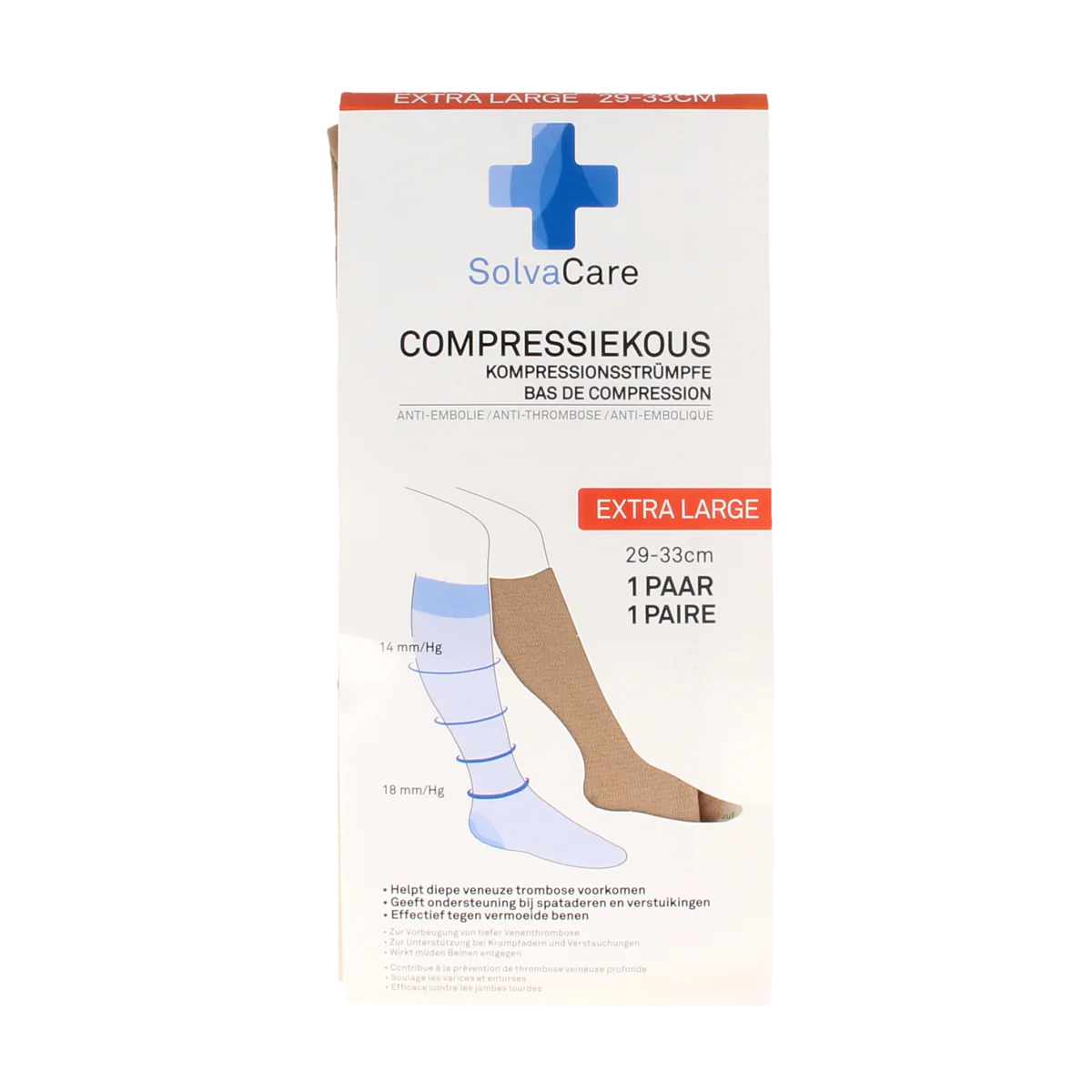 Solvacare Compressiekous beige XL 29 – 33 cm 1.00 Paar