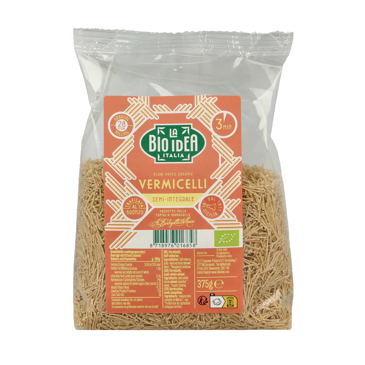 Bioidea Vermicelli half volkoren bio 375.00 Gram