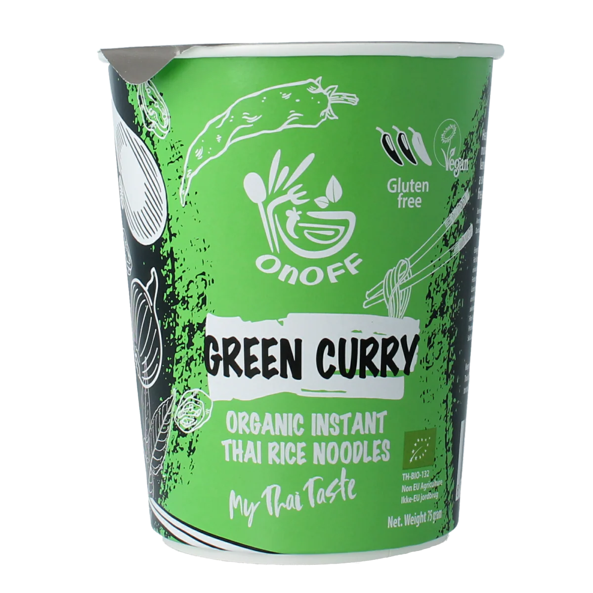 Onoff Instant noodlesoup green curry bio 75.00 Gram