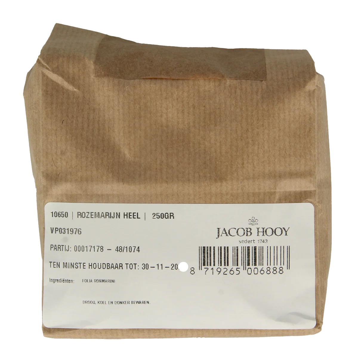 Jacob Hooy Rozemarijn heel 250.00 Gram