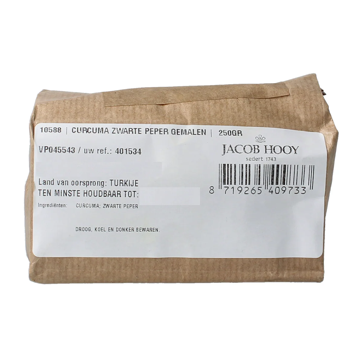 Jacob Hooy Curcuma zwarte peper gemalen 250.00 Gram