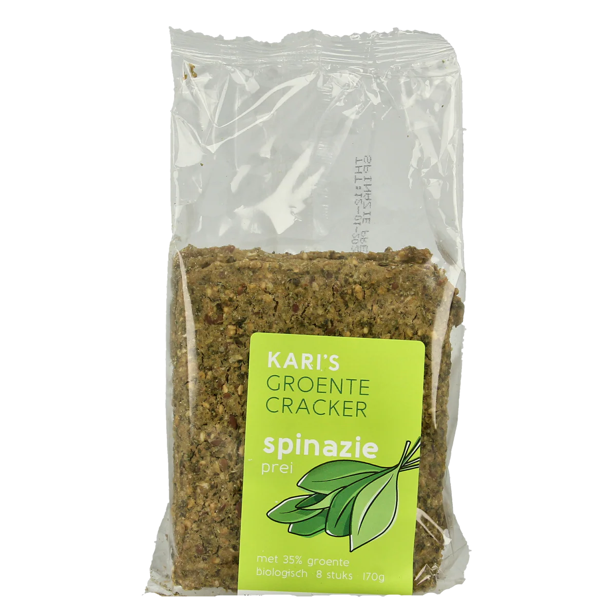 Kari’s Crackers  Groentecracker spinazie prei bio 170.00 Gram