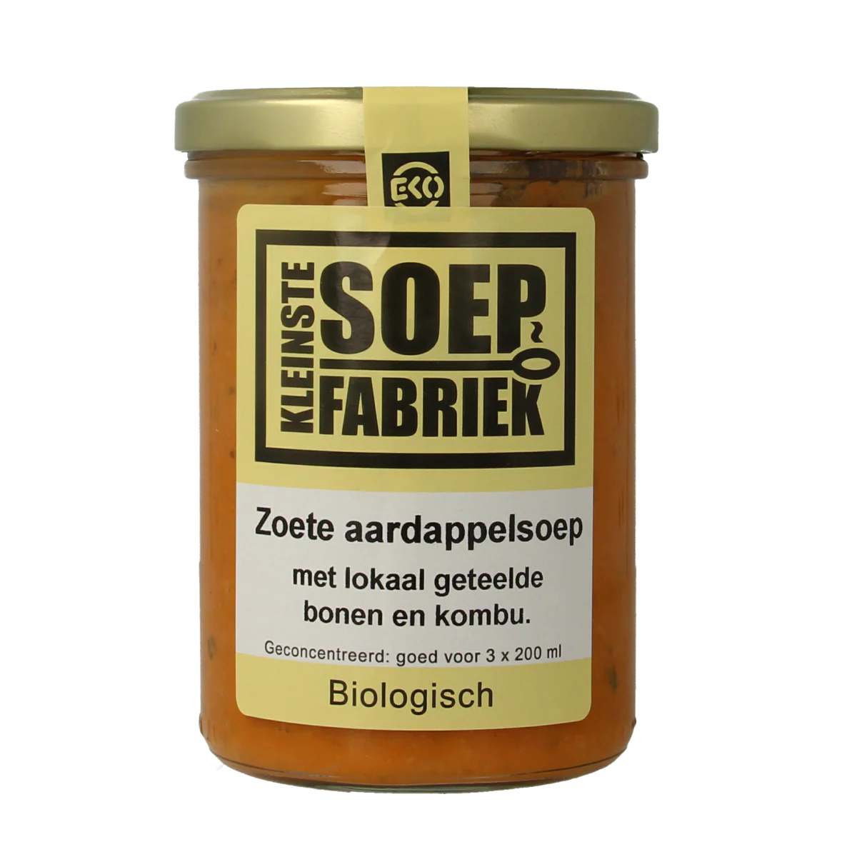 Kleinstesoepfabriek Zoete aardappelsoep met lokale bonen en kombu bio 400.00 Milliliter