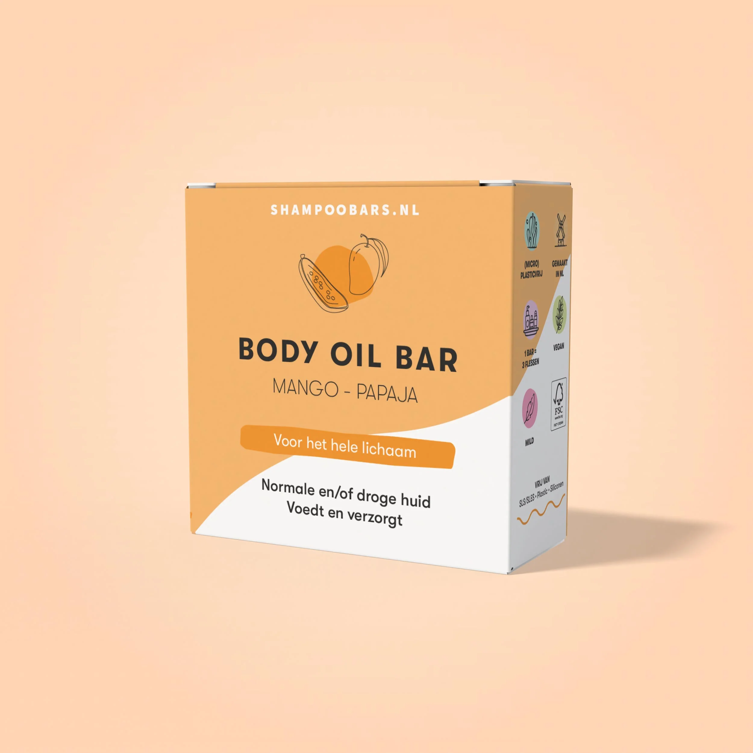 Shampoobars Body oil bar mango & papaja 45.00 Gram