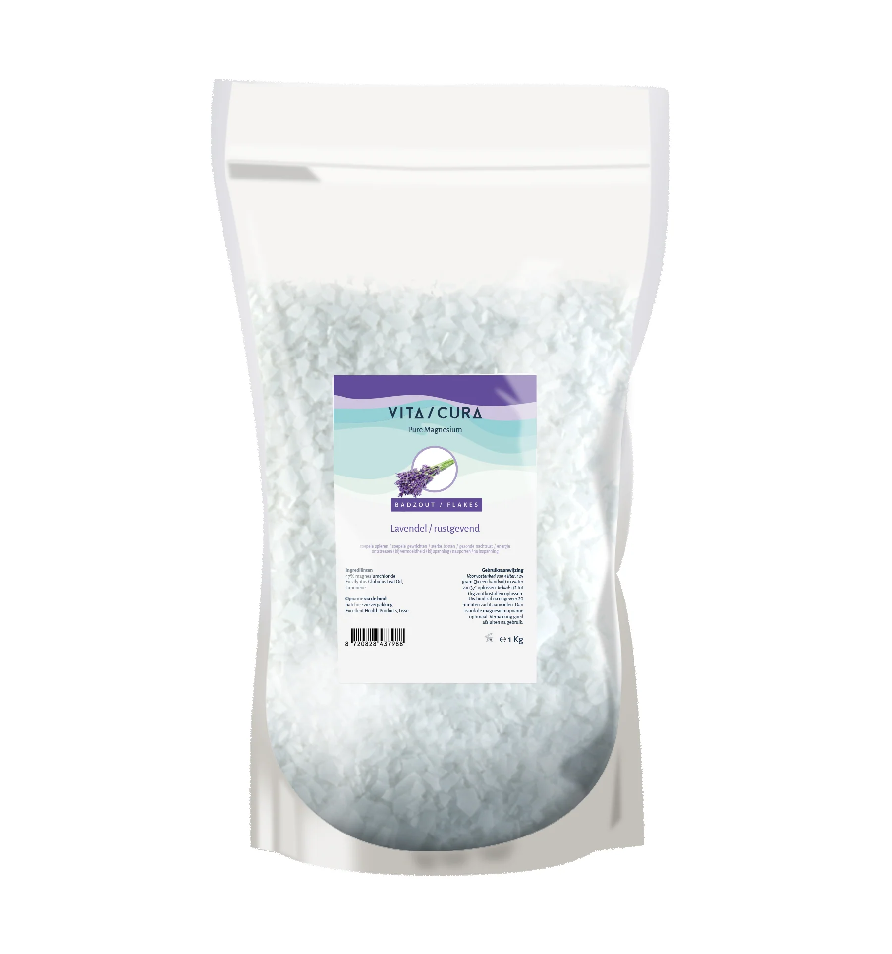 Vitacura Magnesium zout flakes lavendel 1.00 Kilogram