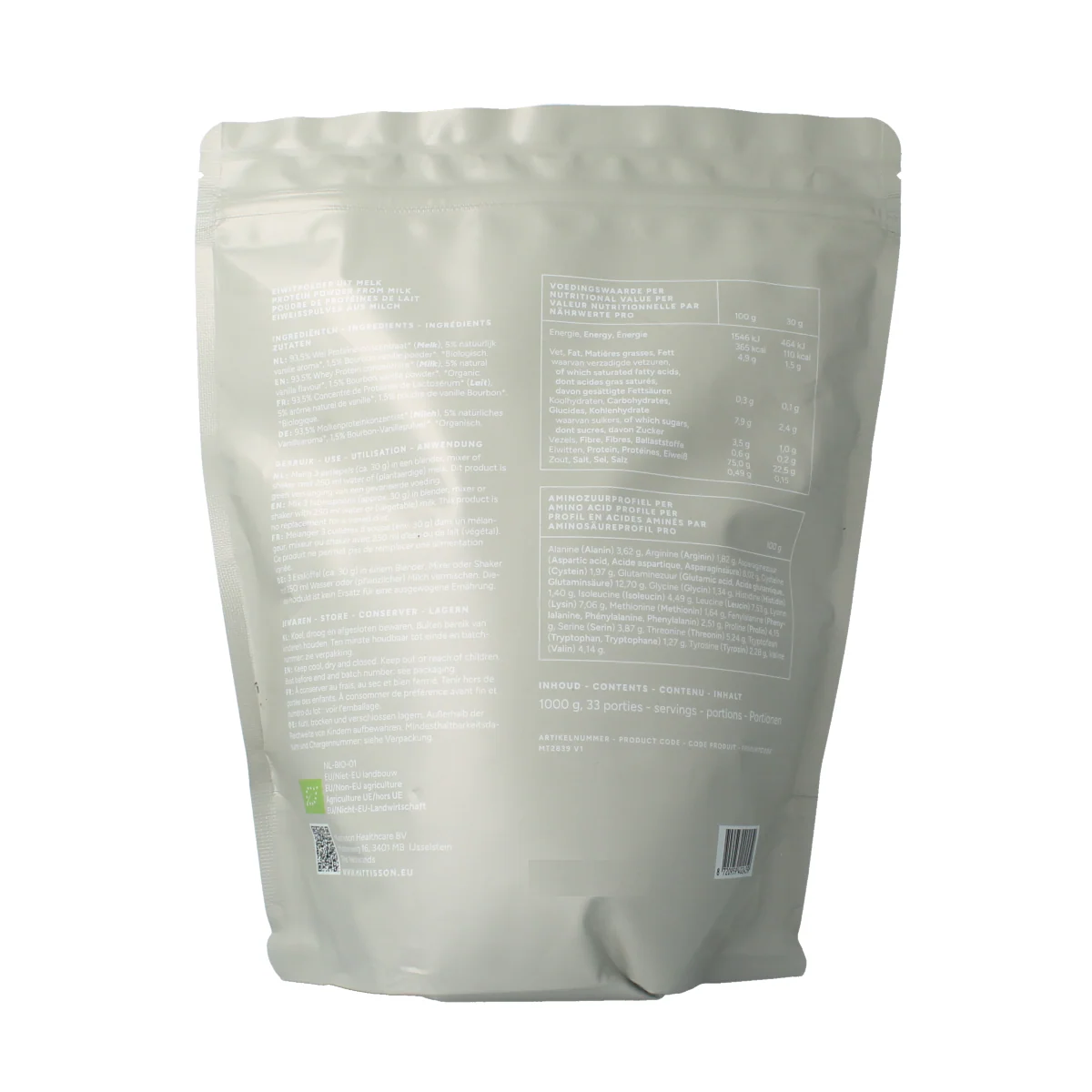 Mattisson Wei proteine poeder 75% vanille bio 1.00 Kilogram