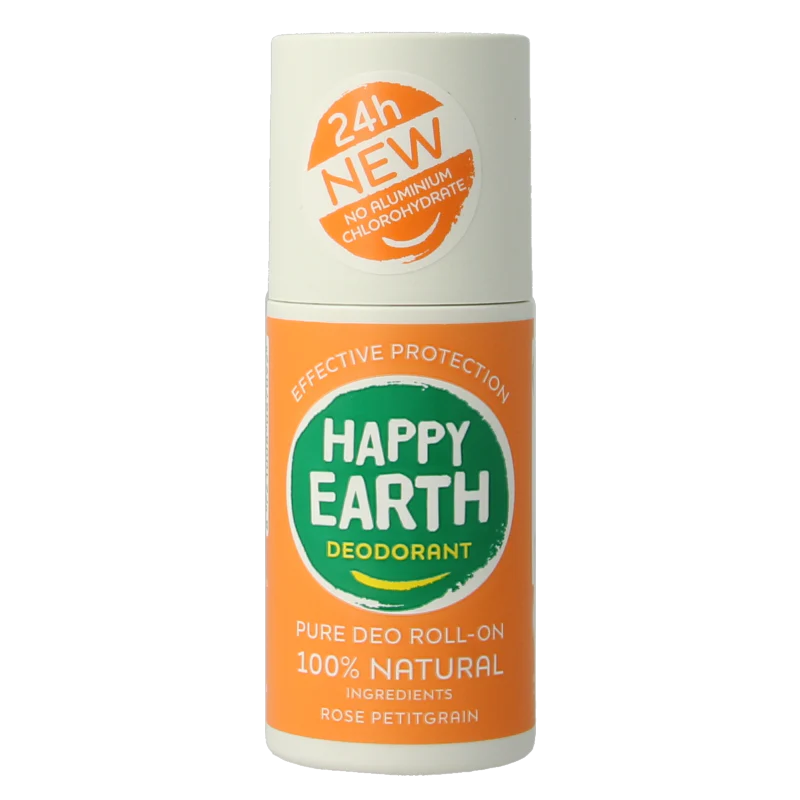 Happy Earth Pure deo roll-on rose petitgrain 75 Milliliter