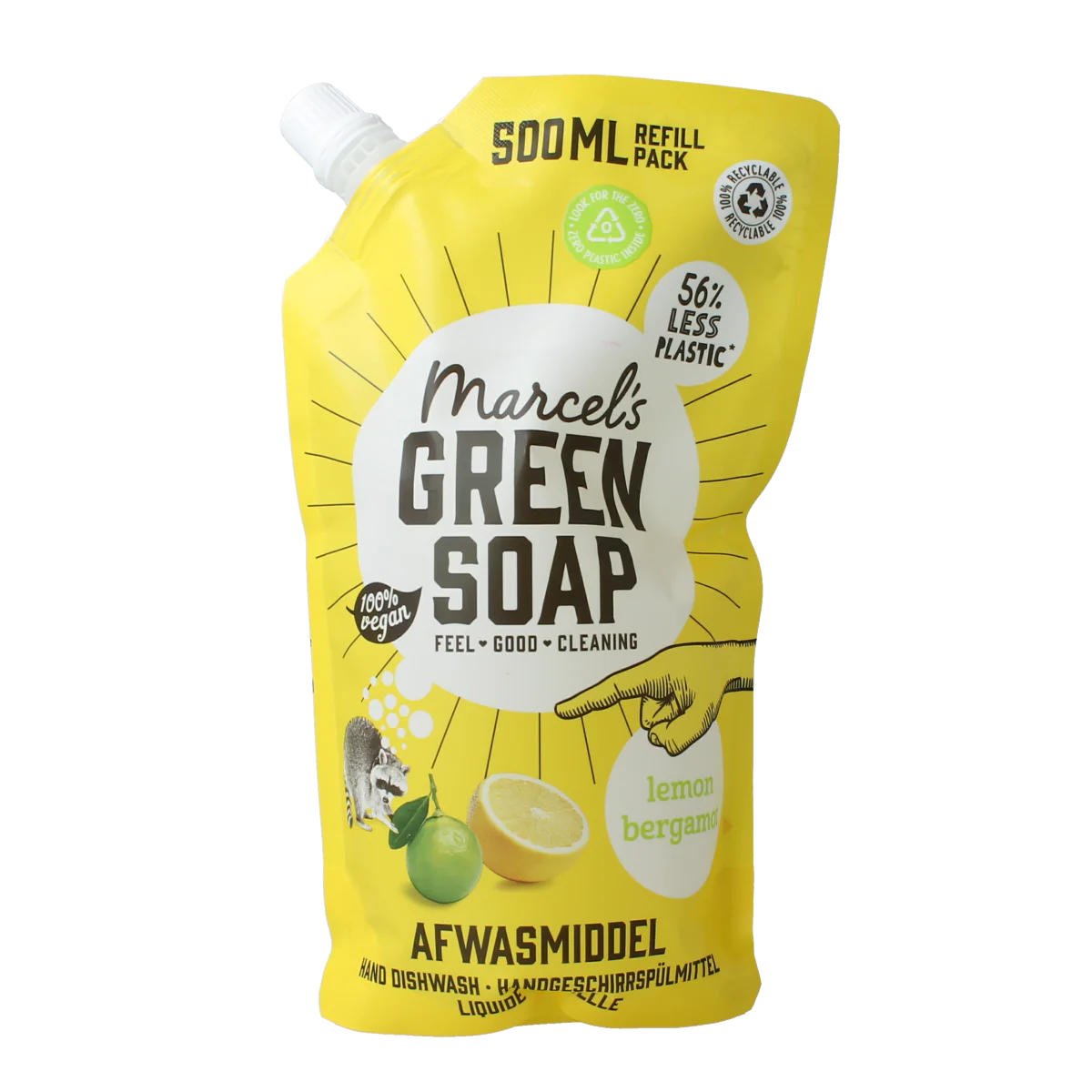 Marcel’s Green Soap Afwasmiddel lemon & bergamot navulling 500.00 Milliliter