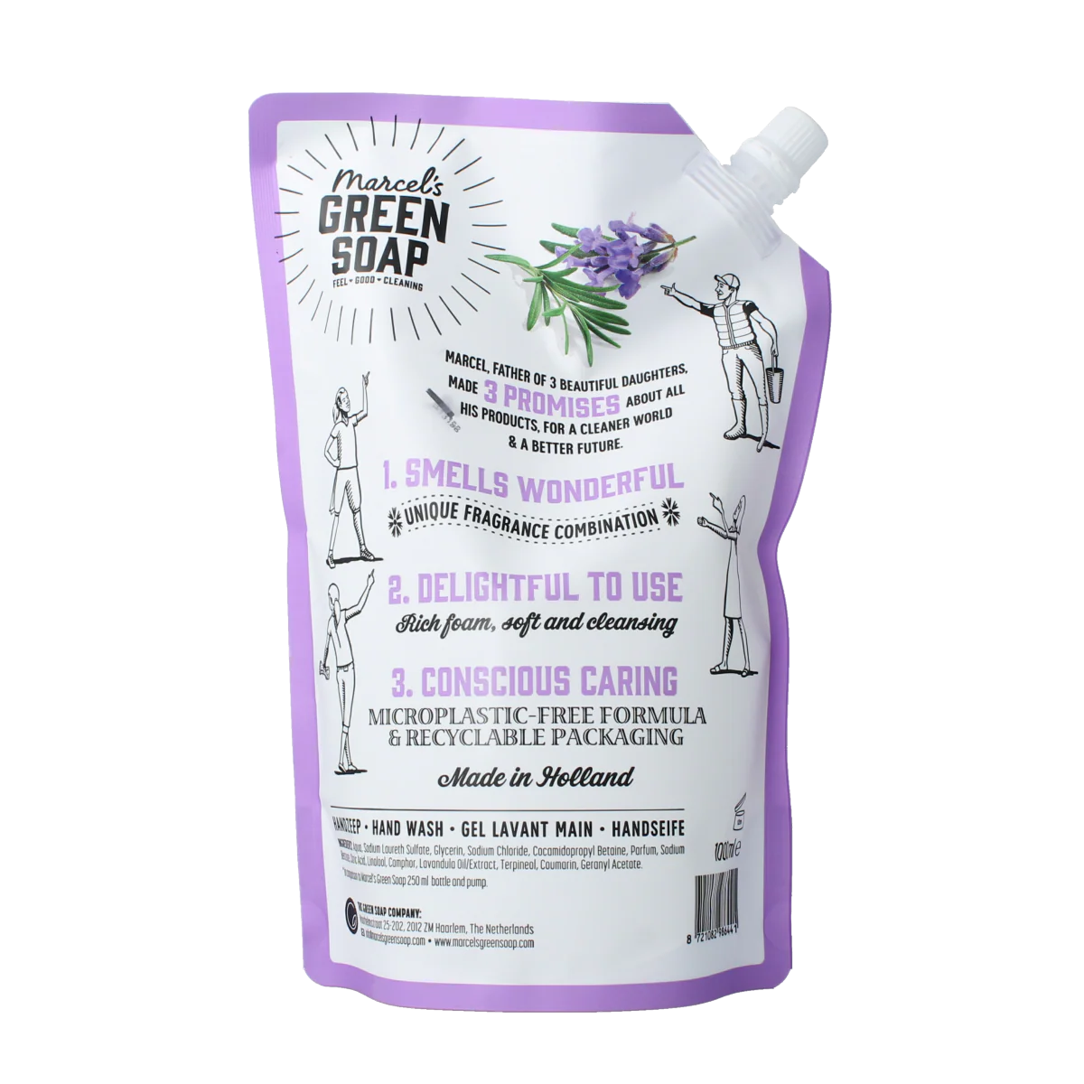 Marcel’s Green Soap Handzeep lavendel & rosemarijn navulling 1.00 Liter