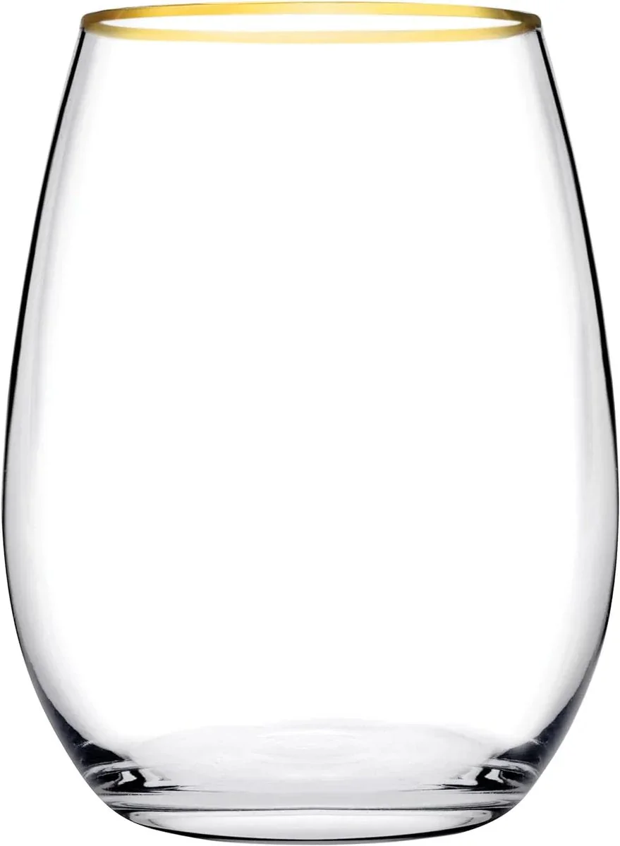 Glozini Lisbon – Drinkglazen met Gouden Rand – Set van 6 – 300ml – Waterglas