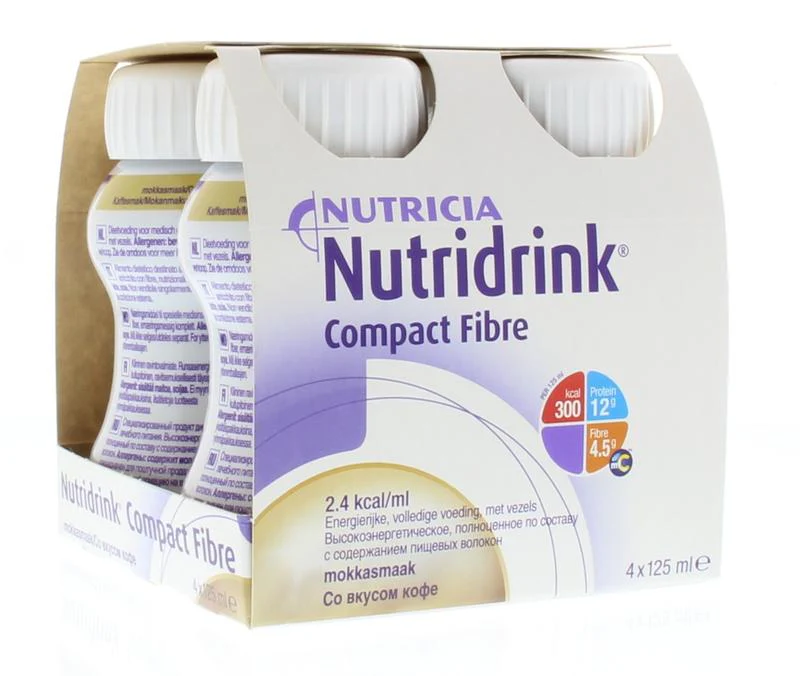 Nutridrink Compact fibre mokka 125ml 4 Stuks