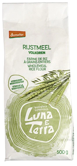 Luna E Terra Rijstemeel volkoren demeter bio 500 Gram