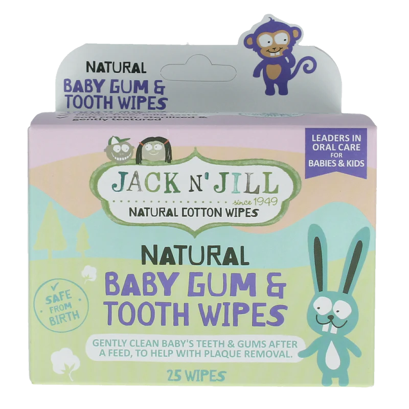 Jack N Jill Natural baby gum & tooth wipes 25 Stuks