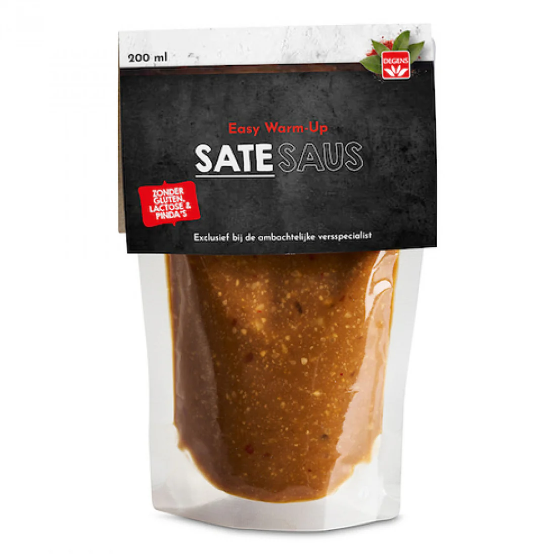 Degens Satesaus pindavrij lactosevrij glutenvrij 200.00 Milliliter