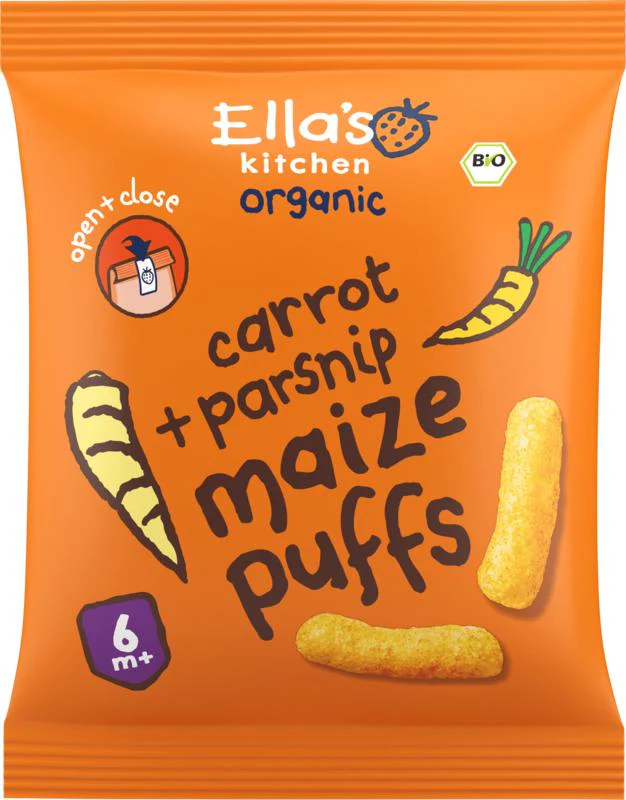 Ella’s Kitchen Maize puffs carrot/parsnip 6+ maanden bio 20.00 Gram